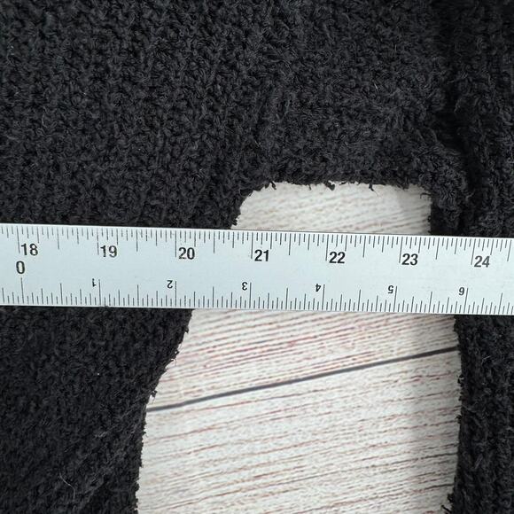 Free People Faux Wrap Sccop Neck Rough Knit Sweater Womens Medium Black - Picture 11 of 13